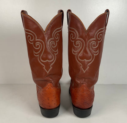 Vintage Tony Lama Smooth Ostrich Cowboy Boots | 1970s | Gold Label | Men’s 12 B