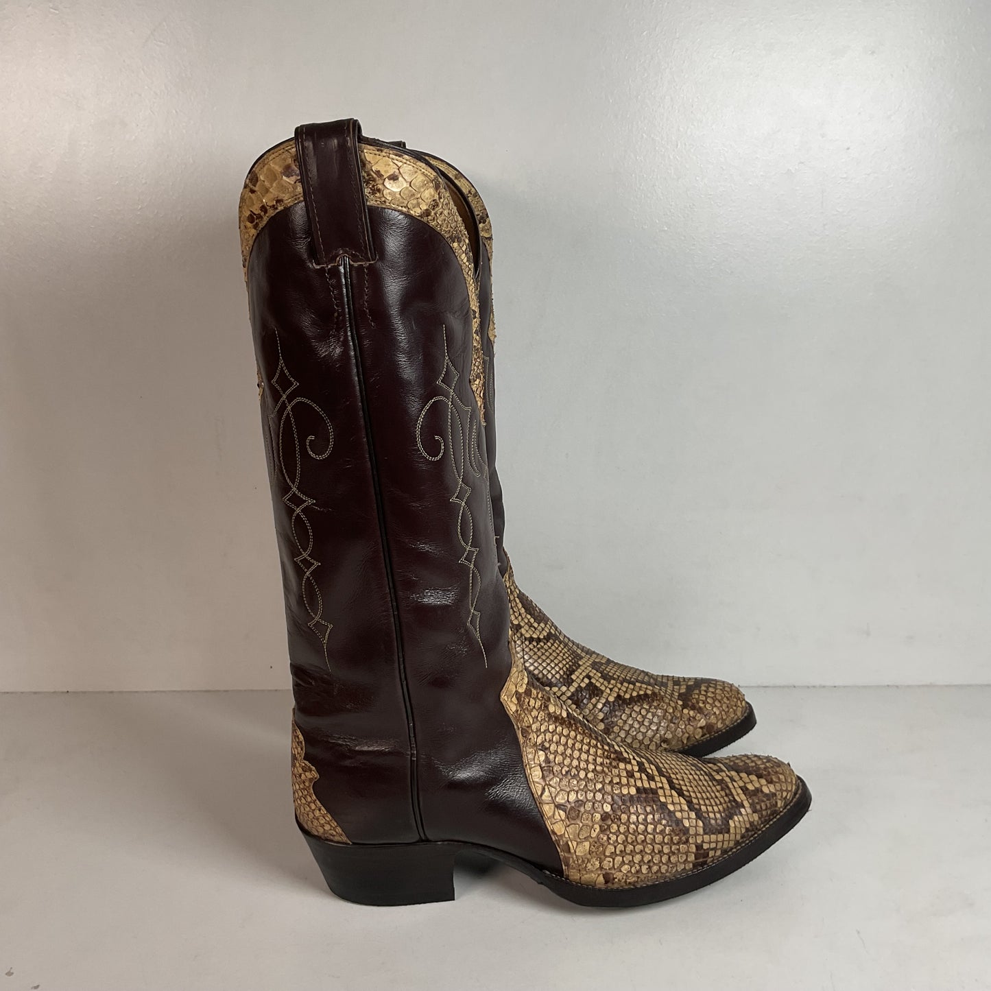 Vintage Justin Front Cut Python Cowboy Boots | USA Made | Triad Snakeskin | Men’s 9.5 D