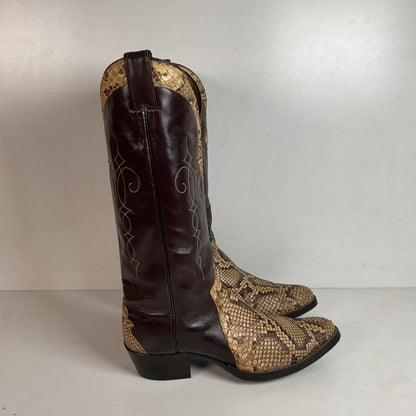 Vintage Justin Front Cut Python Cowboy Boots | USA Made | Triad Snakeskin | Men’s 9.5 D