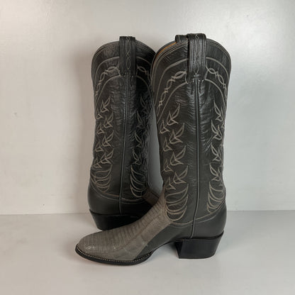 Vintage Tony Lama Gold Label Cowgirl Boots 6.5 B Grey Lizard Teju