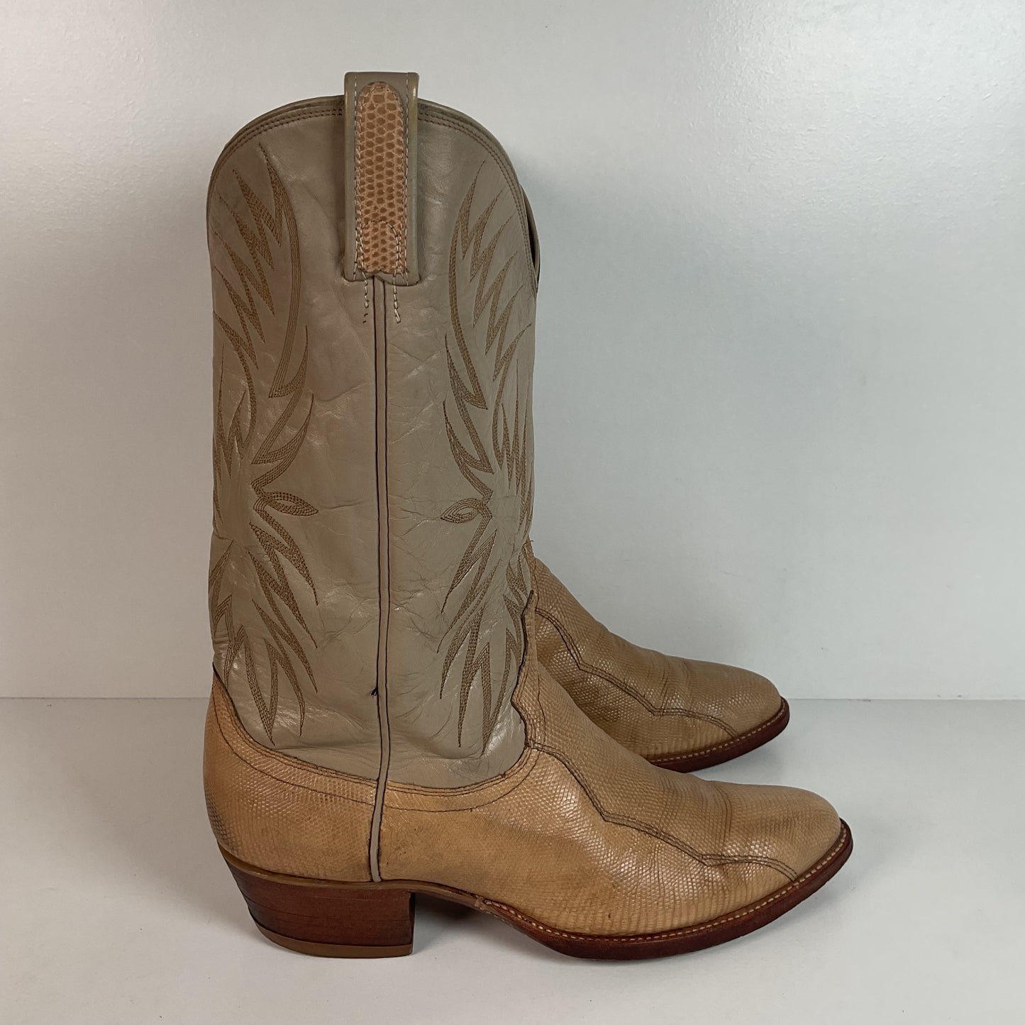 Vintage Dan Post Monitor Lizard Cowboy Boots | Golden Spur Collection | Blonde | 10 D
