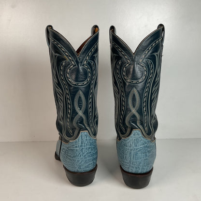 Vintage Tony Lama Blue Antelope Cowboy Boots 10.5 D Exotic Gold Label