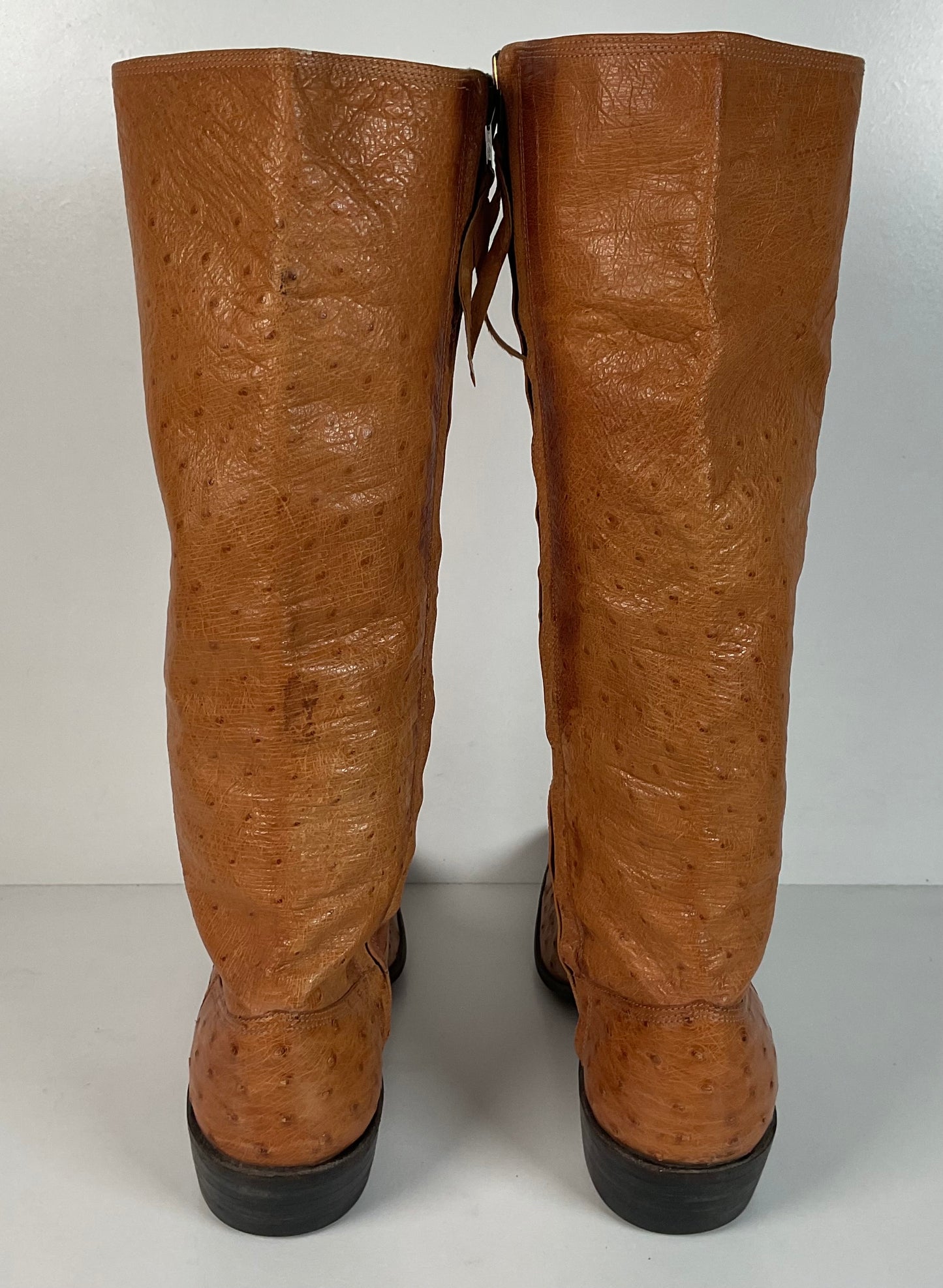 Custom Tall Ostrich Quill Riding Boots 7.5-8 Exotic Cowgirl