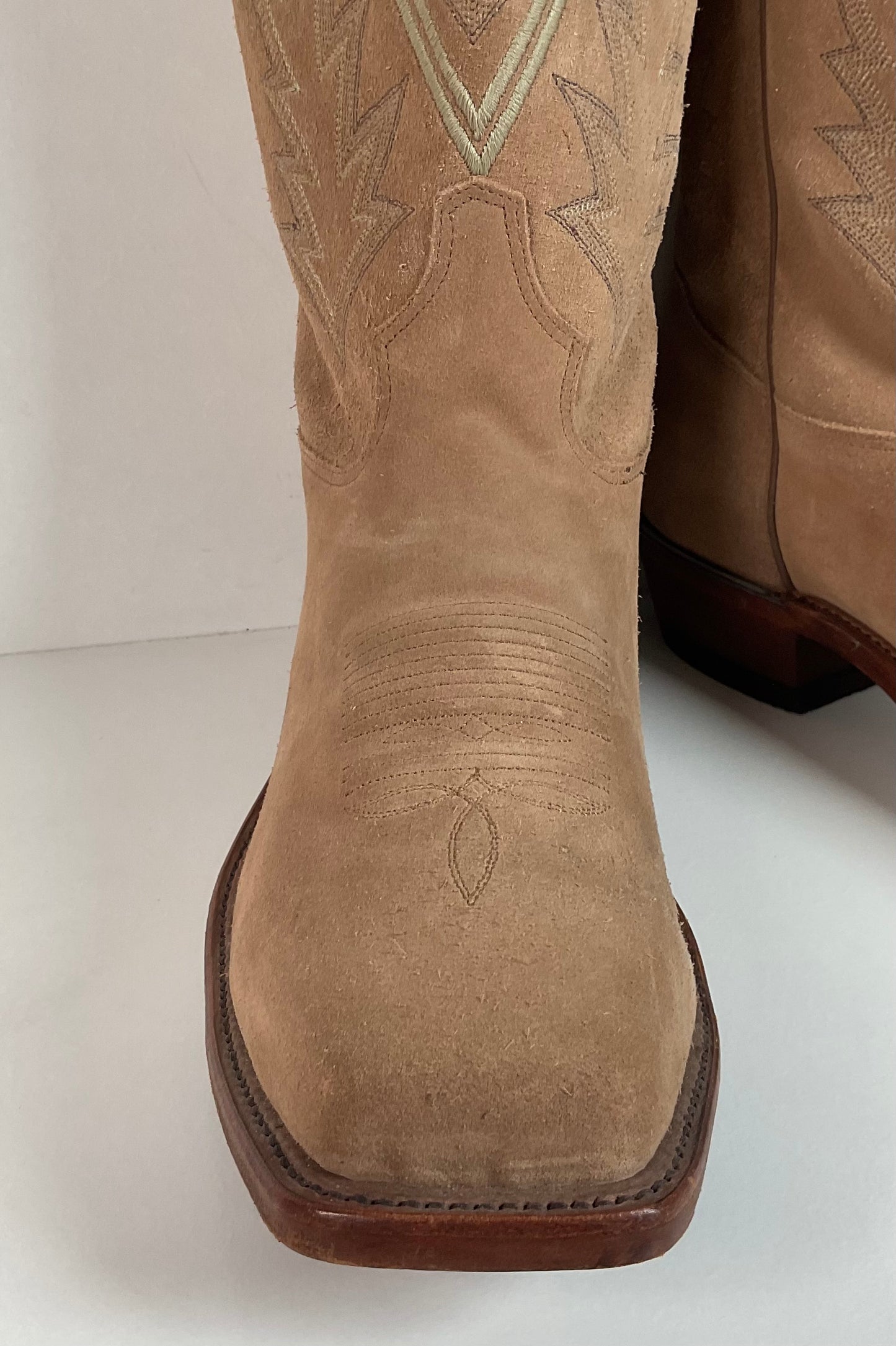 Tony Lama Suede Cowboy Boots | USA Made | Sand Mojave | 11.5 EE