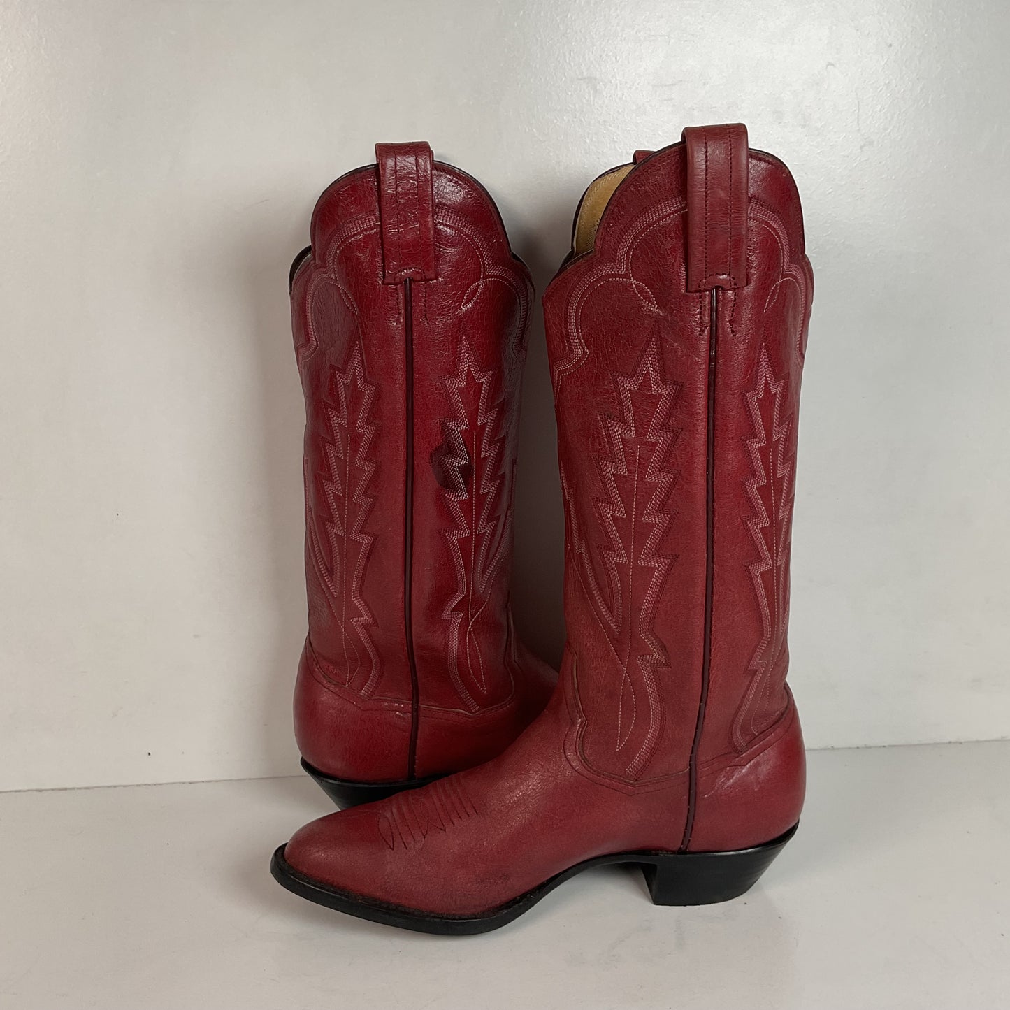 Vintage Panhandle Slim Red Cowgirl Boots 6.5 B Hand Crafted