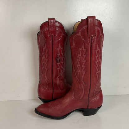 Vintage Panhandle Slim Red Cowgirl Boots 6.5 B Hand Crafted