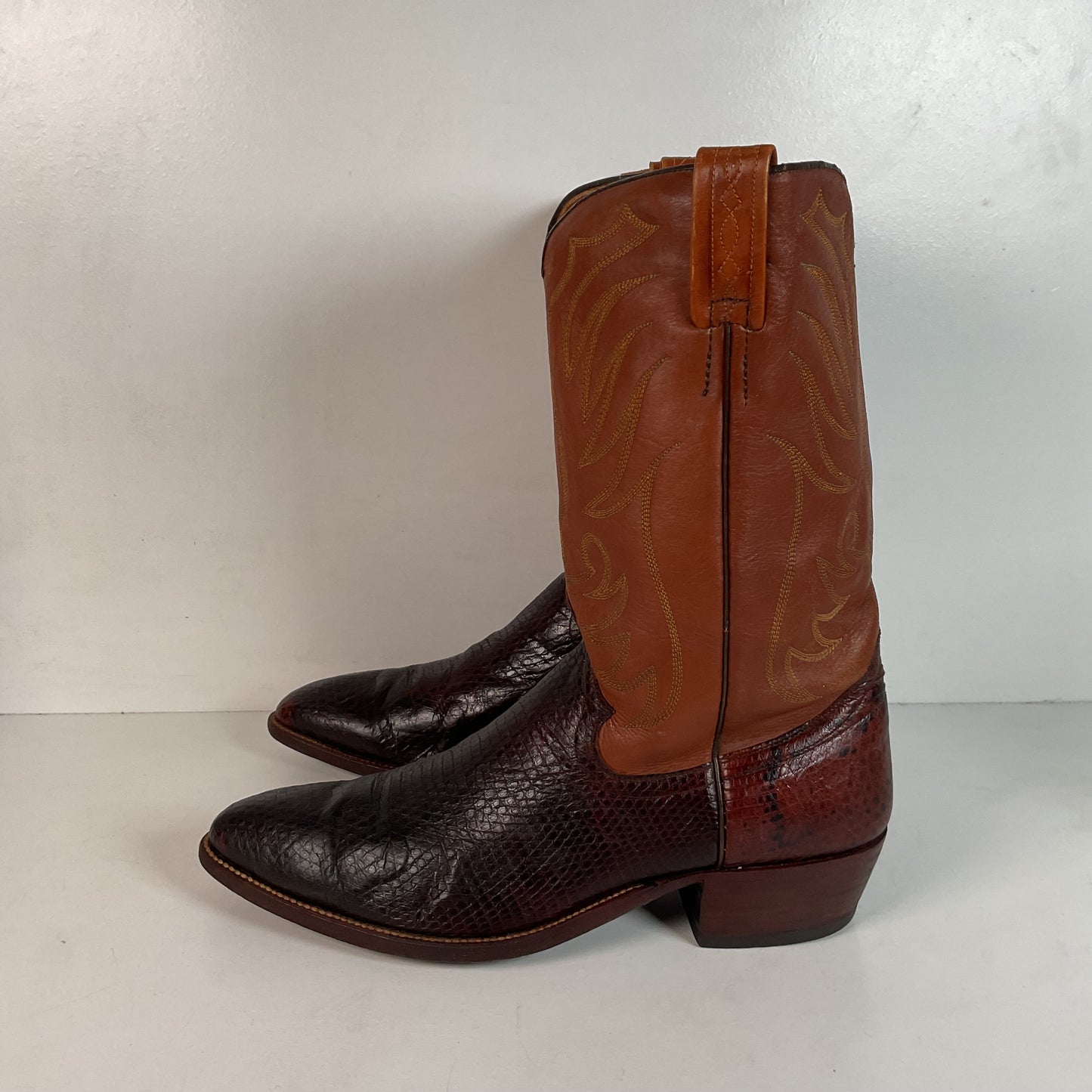 Vintage W.B. Masterson Wrangler Cowboy Boots 12 B (Narrow) Dress Lizard Cut