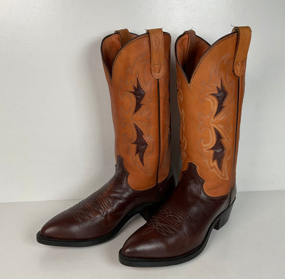 Vintage J. Chisholm Cowboy Boots | Tooled Inlays | USA Made | Men’s 8.5 D