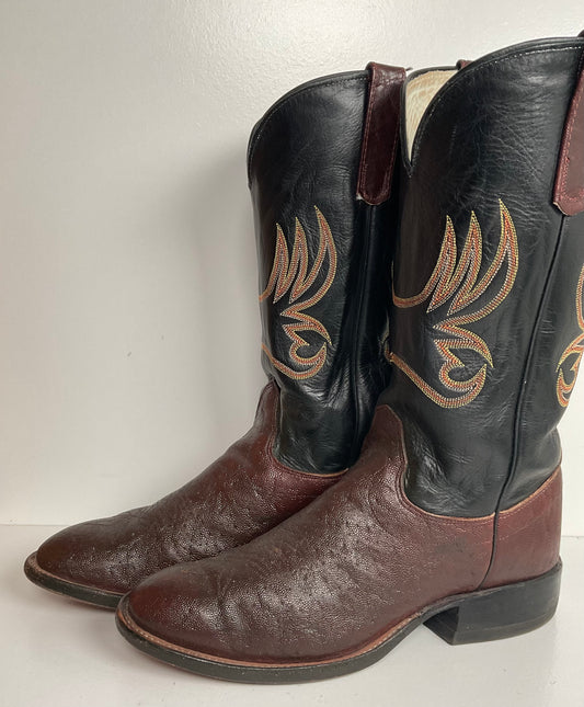 Vintage Olathe Exotic Elephant Cowboy Boots 9 D USA Made