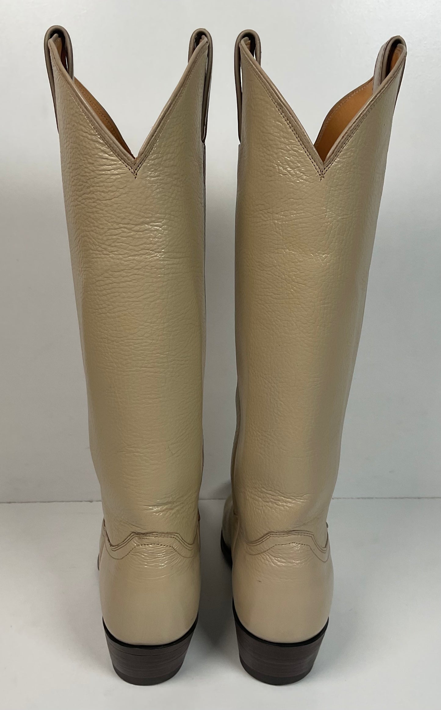Justin Women’s Tall Bone Leather Cowgirl Boots 8 B USA Made