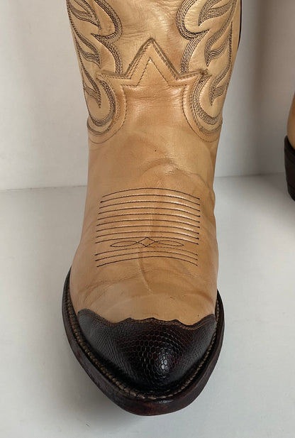 Vintage Tony Lama Teju Lizard Wingtip Cowboy Boots | Gold Label | Men’s 8.5 D