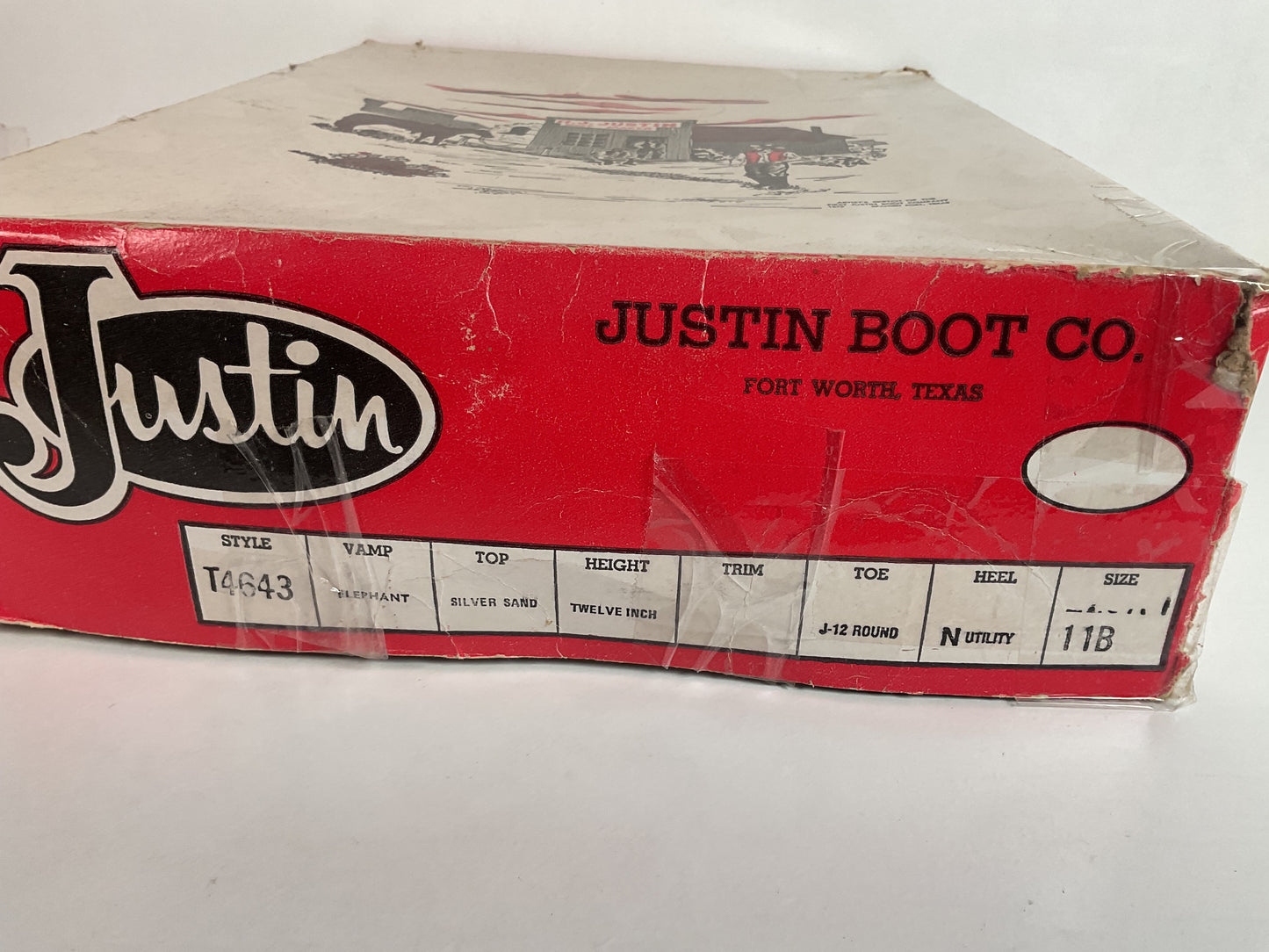 Vintage 1960s Justin Exotic Elephant Cowboy Boots 11 B Old White Label