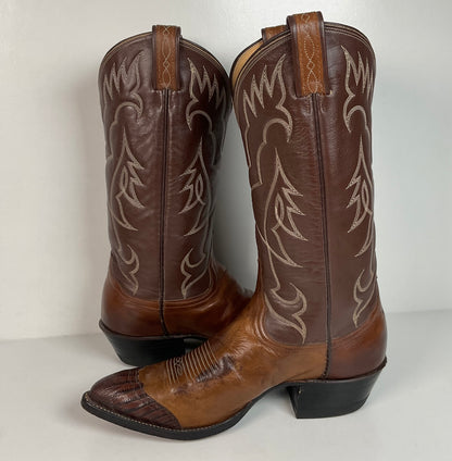 Vintage Tony Lama Lizard Wingtip Cowboy Boots | Gold Label | Men’s 9.5 D