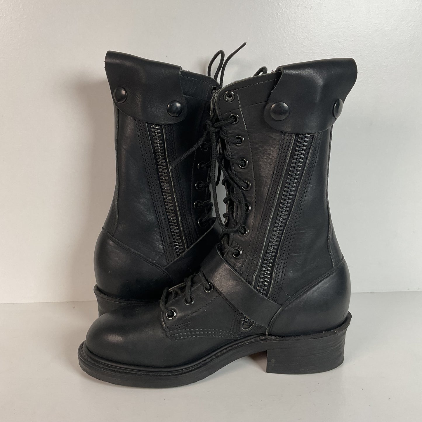 Vintage Double H Tanker Boots | Motorcycle | Lace Up | USA Made | Women’s 6.5 M