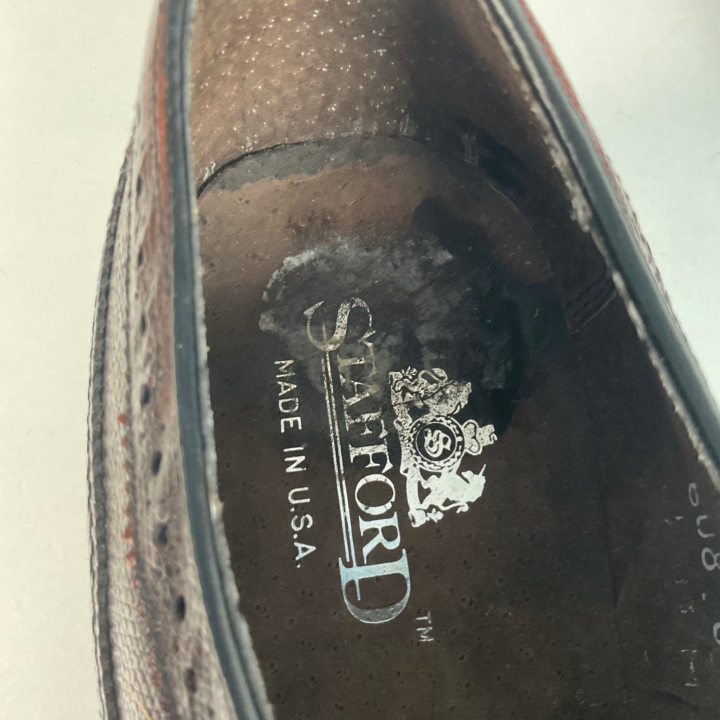 Vintage Stafford Longwing Derby Shoes 9.5 EEE Brogue Gunboat New Old Stock