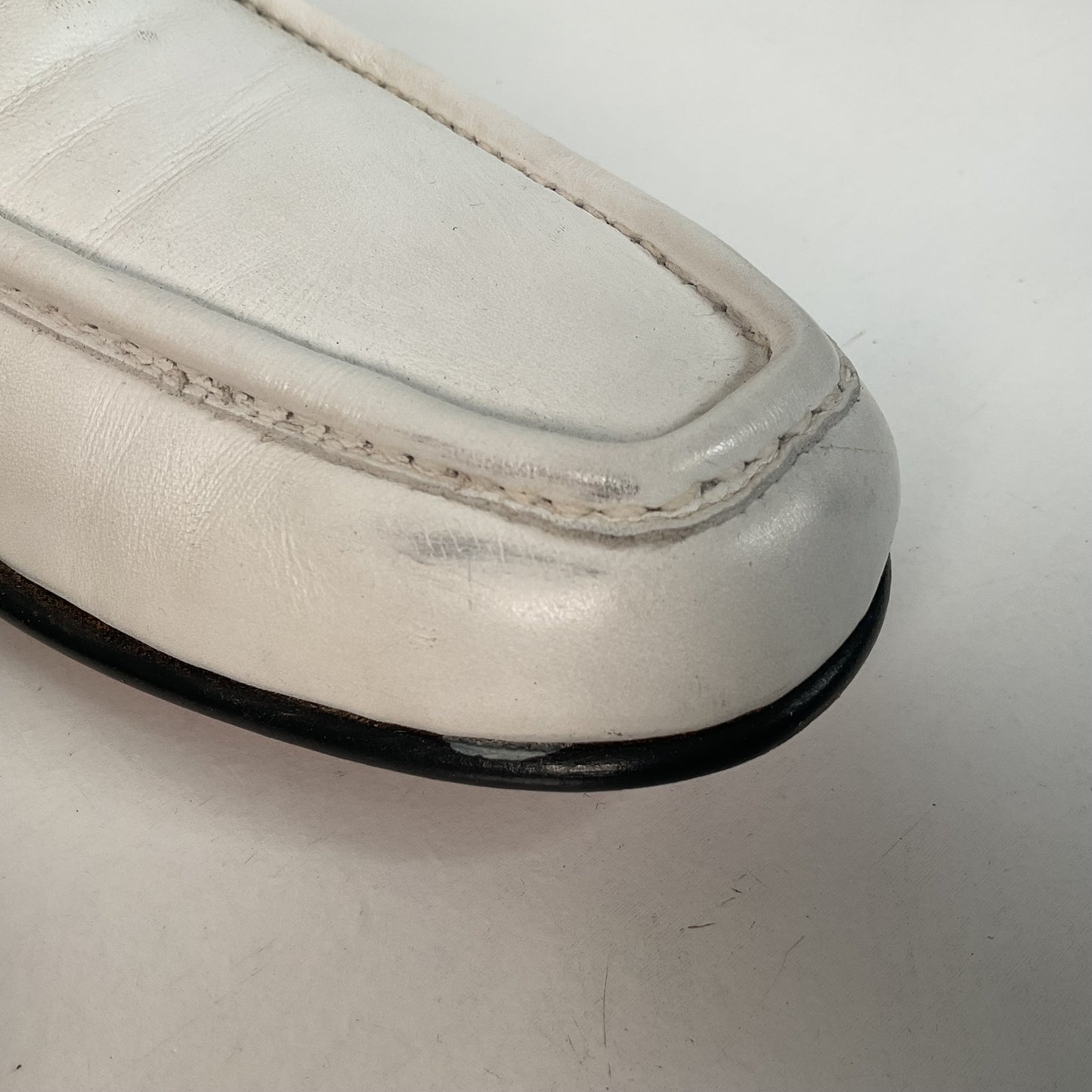 Vintage Johnston Murphy Aristocraft White Moccasin Loafers 10.5 Narrow USA Made
