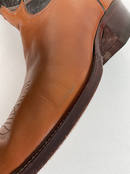 Vintage 1970s Justin Cowboy Boots 13 A Calfskin USA Made
