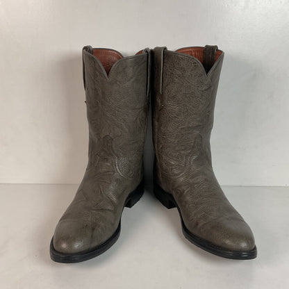 Customized Lucchese Leadville Grey Anthracite Roper Boots 8.5 D USA Mad Dog Goat