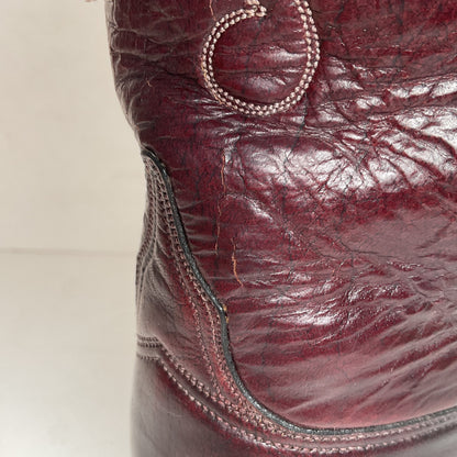 Lucchese San Antonio Black Cherry Ostrich Cowboy Boots Men’s 7.5 | Women’s 8.5
