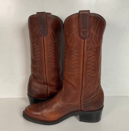 PD Tuff Brown Pull On Work Boots 8 EE Union Made Western Soft Toe