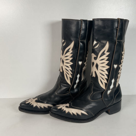 Vintage Thunderbird Cowboy Boots | Tooled Inlays | Mule Ear | 1960s | Men’s 9