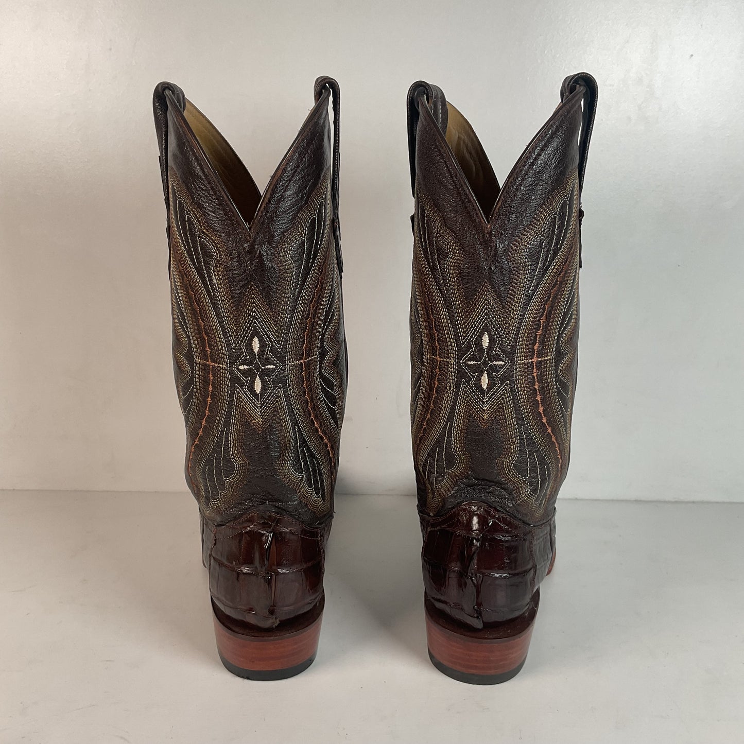 Ferrini Exotic Hornback Caiman Crocodile Cowboy Boots 9 EE Square Toe