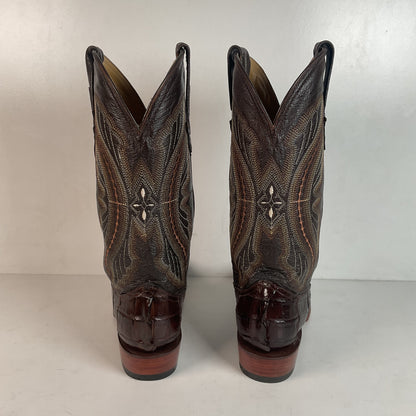 Ferrini Exotic Hornback Caiman Crocodile Cowboy Boots 9 EE Square Toe