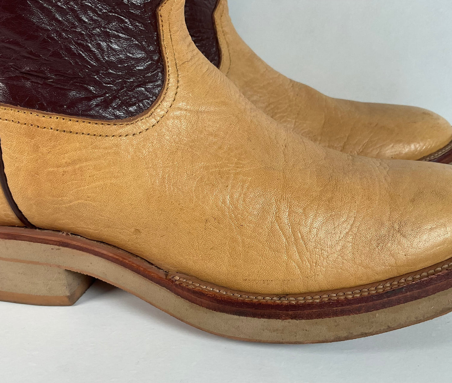 Anderson Bean Western Roper Boots 9.5 D Crepe Sole Bull Shoulder