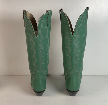 Chris Romero Tall Cowgirl Boots | Sea Foam Green | 6 M