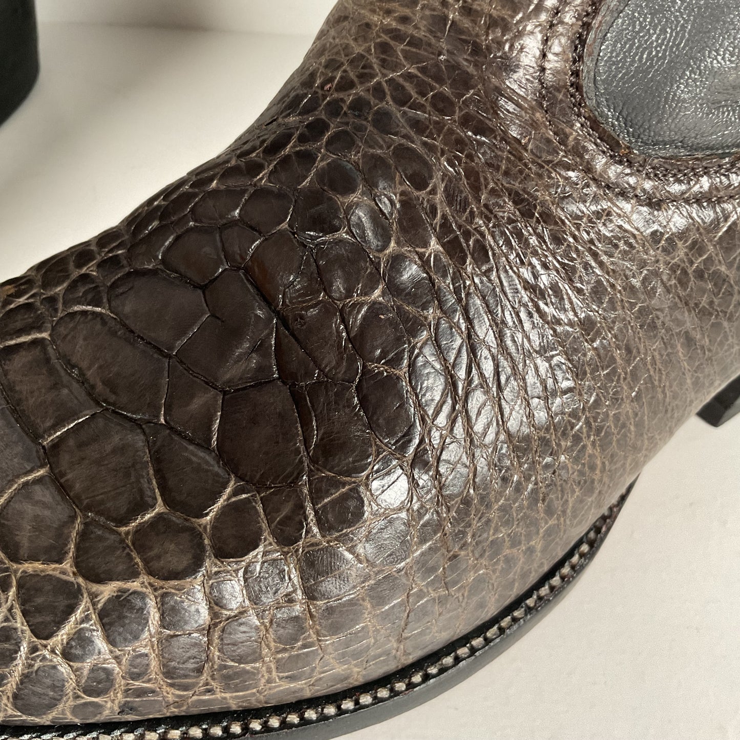 Vintage Exotic Cowboy Boots | Pre Ban | Grey | Wide | Men’s 10