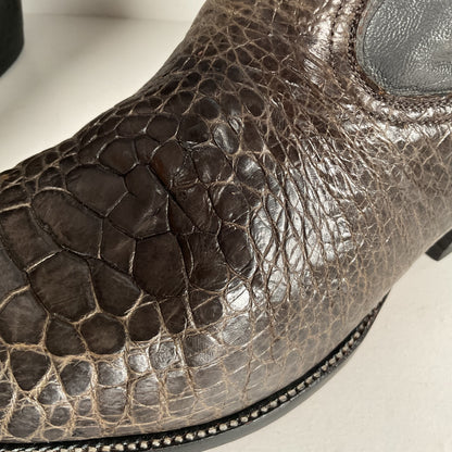Vintage Exotic Cowboy Boots | Pre Ban | Grey | Wide | Men’s 10