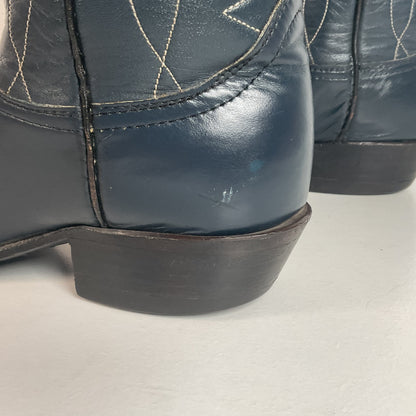 Vintage Tony Lama Navy Blue Cowgirl Boots 5.5 B Gold Label Lizard Wingtip