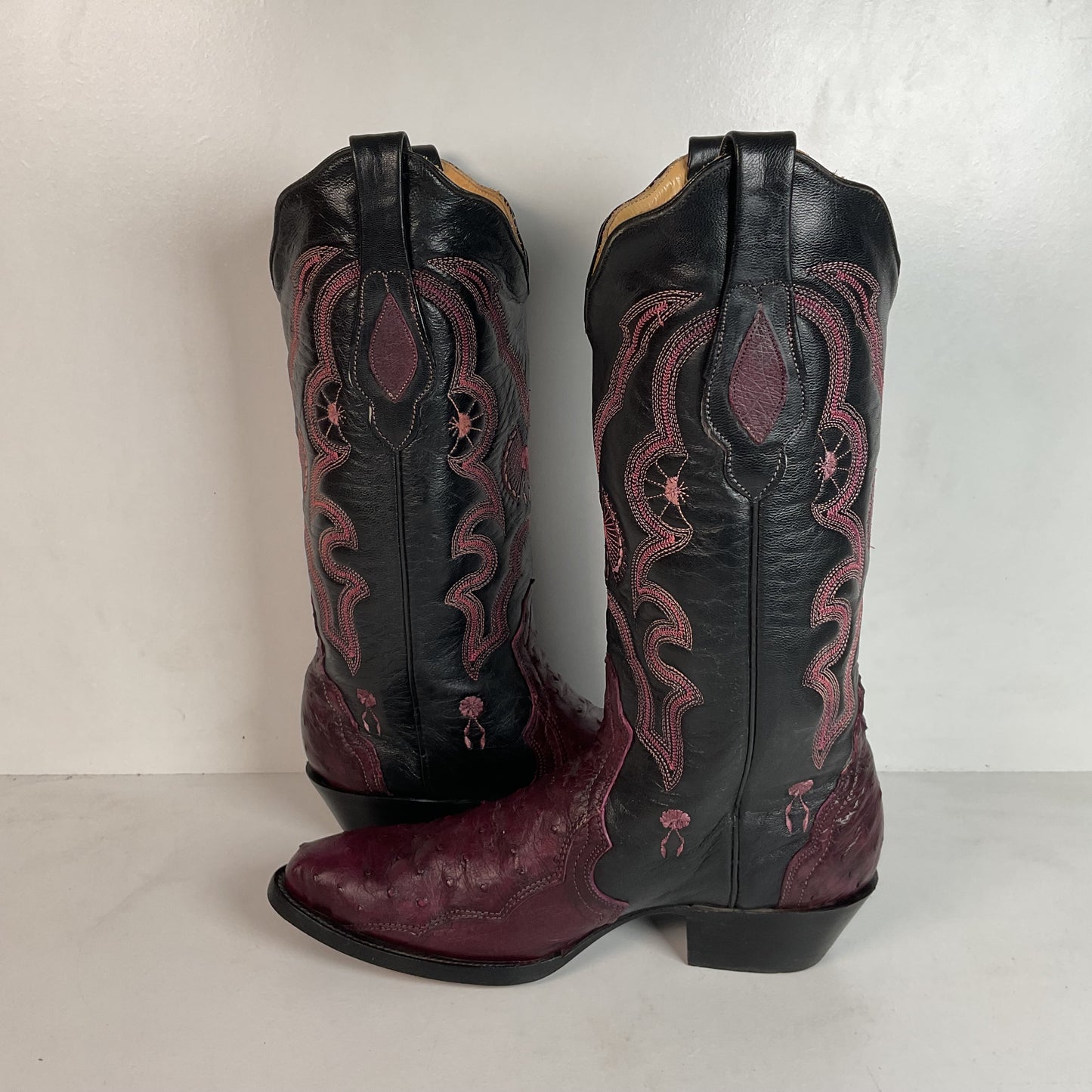 Corral Plum Ostrich Quill Cowgirl Boots 8 M Exotic Triad
