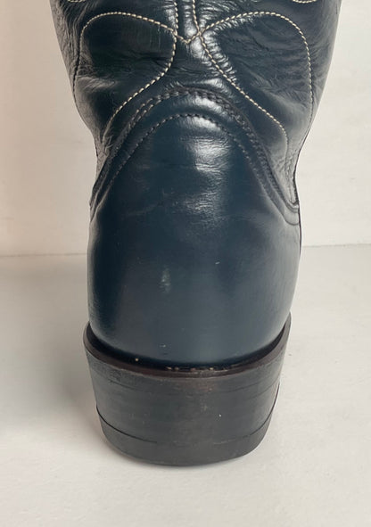 Vintage Tony Lama Navy Blue Cowgirl Boots 6 A Lizard Wingtip