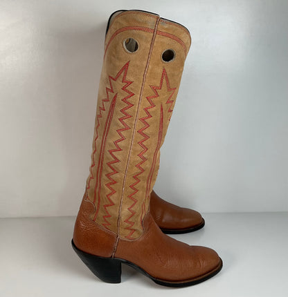 Custom Buckaroo Cowboy Boots | Tall Top | Rough Out Suede Shaft | Men’s 11