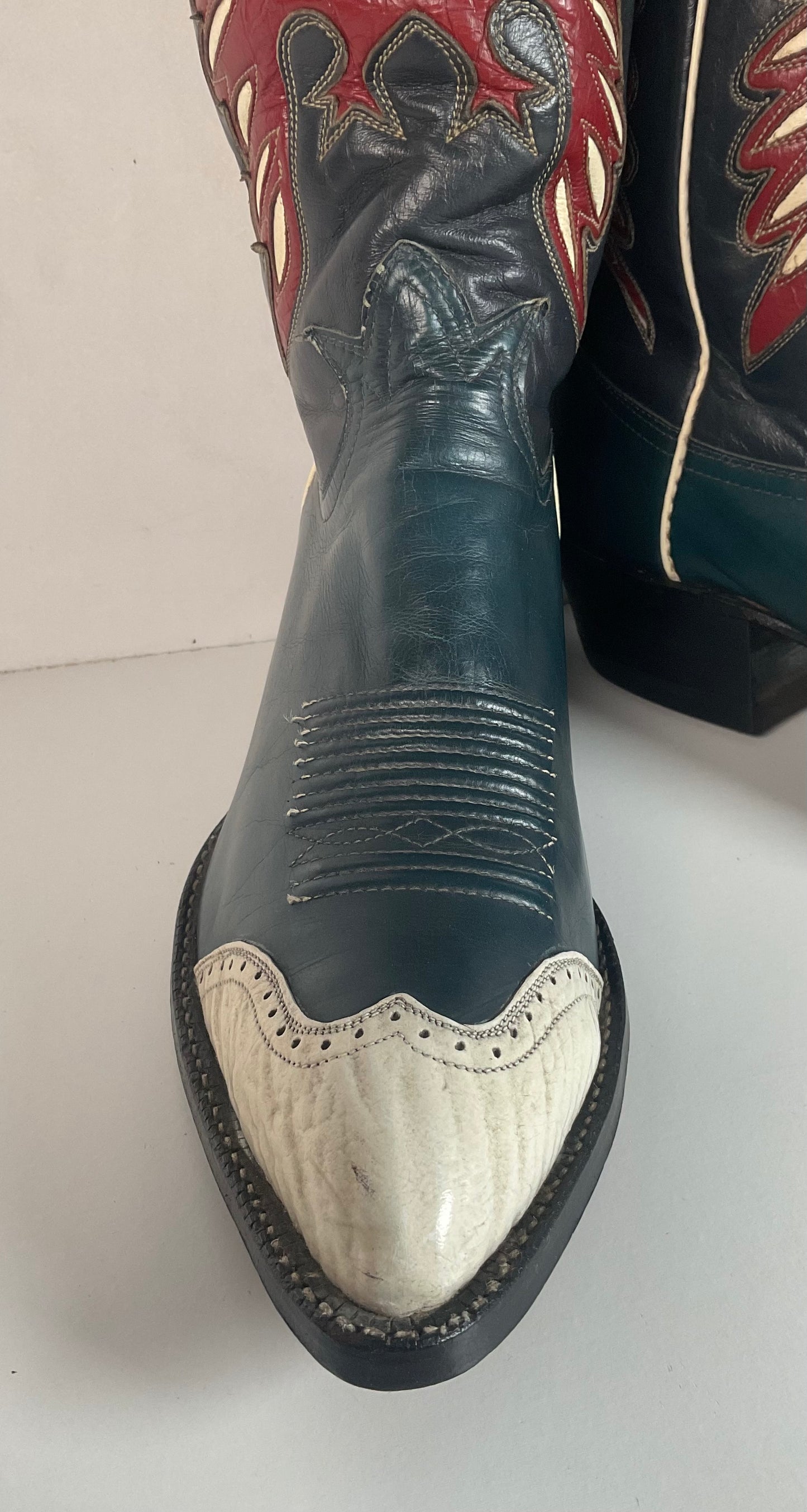 Vintage Tony Lama Bicentennial Thunderbird Cowboy Boots 10 D Gold Label 1776 Walrus Wingtip