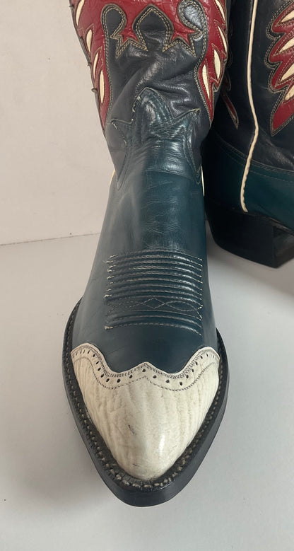 Vintage Tony Lama Bicentennial Thunderbird Cowboy Boots 10 D Gold Label 1776 Walrus Wingtip