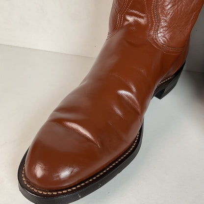 Vintage Nocona Brown Leather Roper Boots 8.5 E USA Made Western 60s 70s