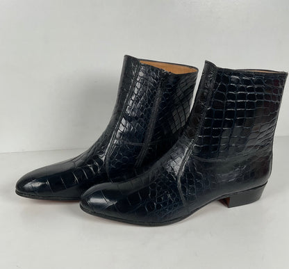 Mezlan for Avventura | Chelsea Zipper Boots | Dark Blue Crocodile | Men’s 10.5