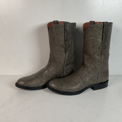 Customized Lucchese Leadville Grey Anthracite Roper Boots 8.5 D USA Mad Dog Goat