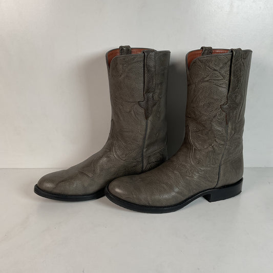 Customized Lucchese Leadville Grey Anthracite Roper Boots 8.5 D USA Mad Dog Goat