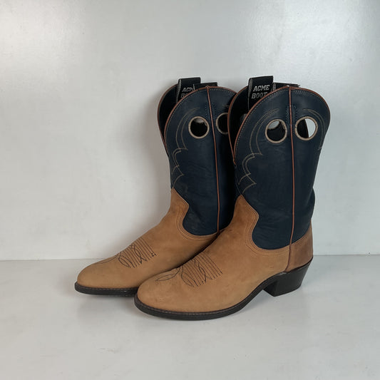 Vintage Acme Shorty Buckaroo Cowboy Boots 9 D Punchy Cloth Pullo