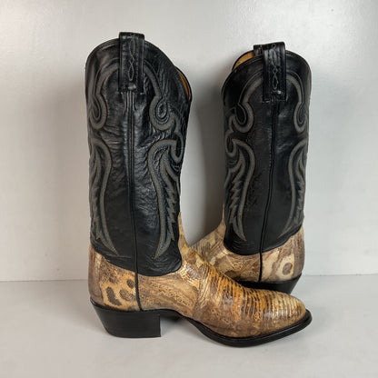 Vintage Tony Lama Natural Lizard Cowboy Boots 8.5 D USA Made