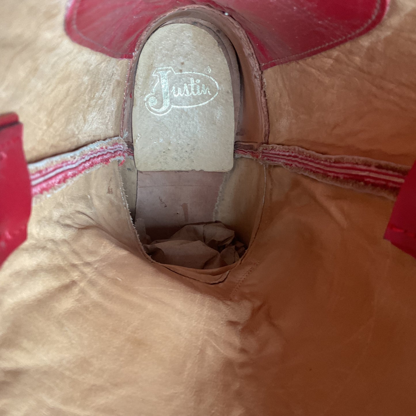 Justin Women’s Ostrich Quill Roper Boots 7 B USA Made Exotic Ruby Red