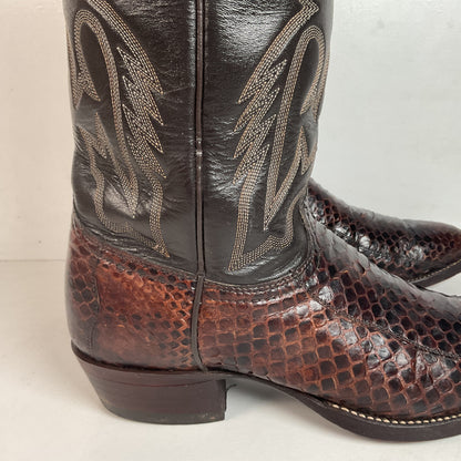Vintage Texas Imperial Cowboy Boots 9.5 D Python Snakeskin Back Cut