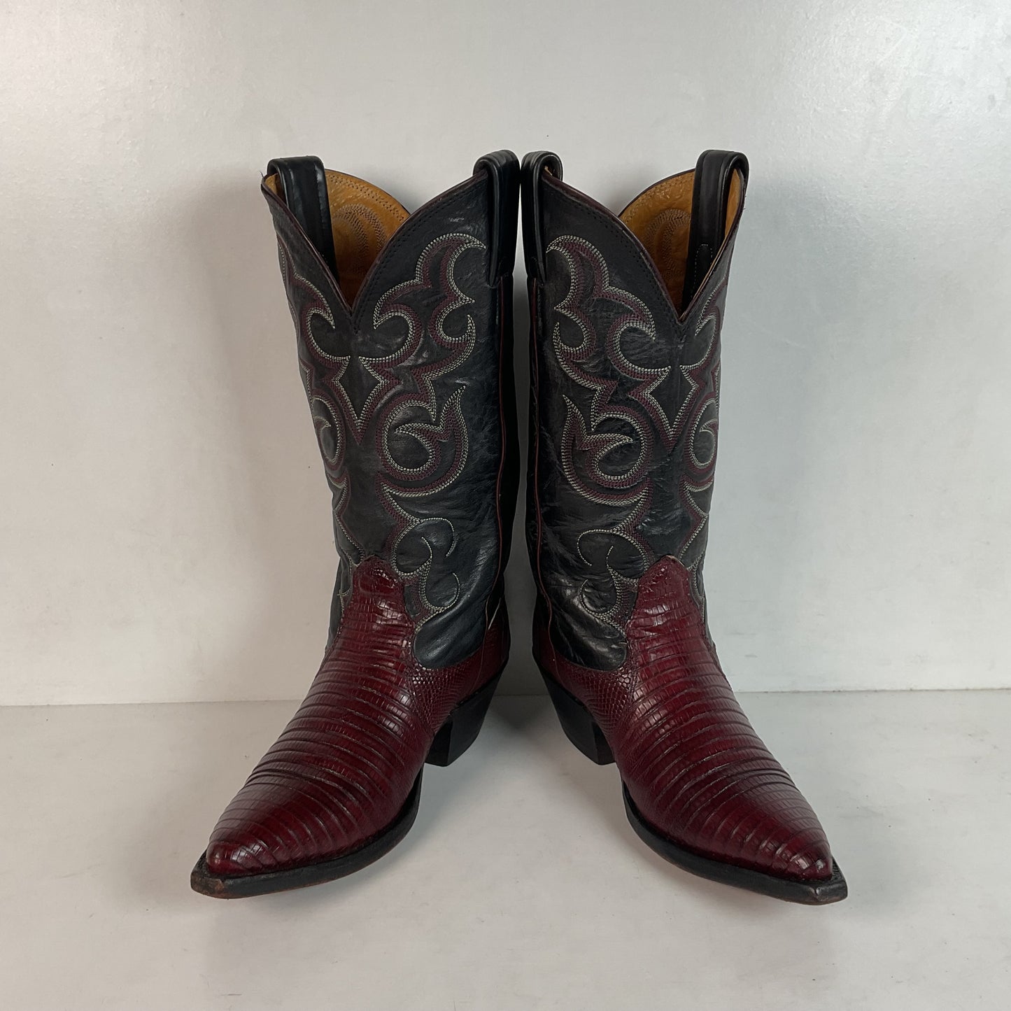 Vintage Nocona Plum Leather Cowgirl Boots 4 B Lizard Vamp