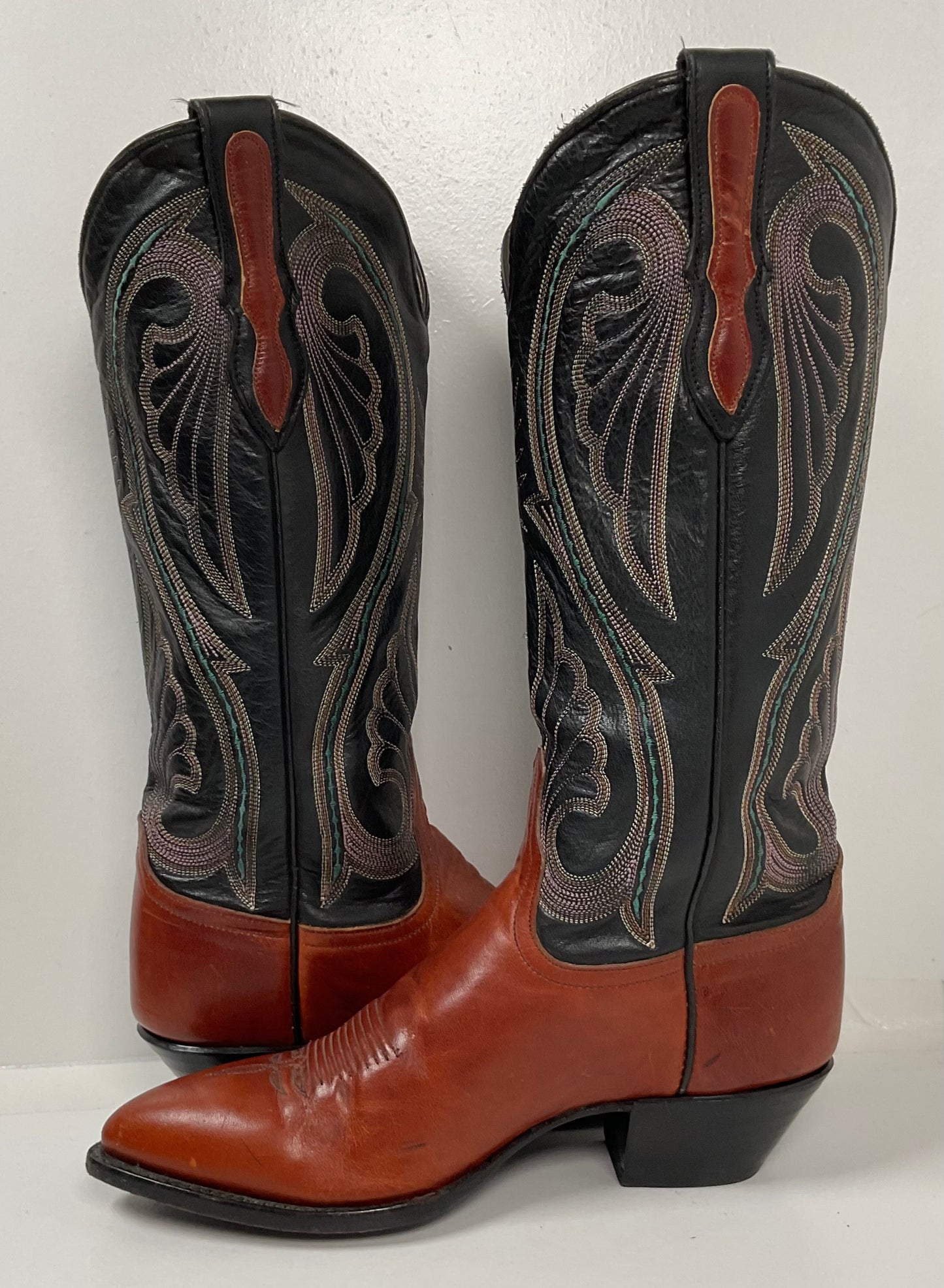 Vintage Larry Mahan Brown Cowgirl Boots 7 M USA Made