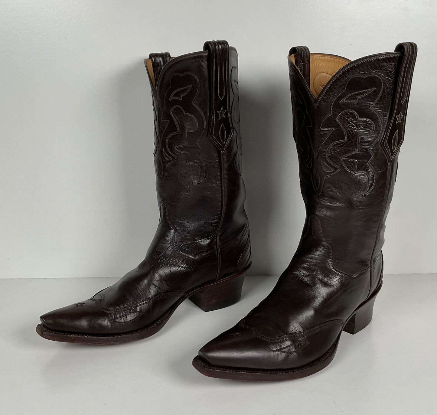 J.B. Hill for M.L. Leddy | Calfskin Cowgirl Boots | Dark Brown | Women’s 7 B