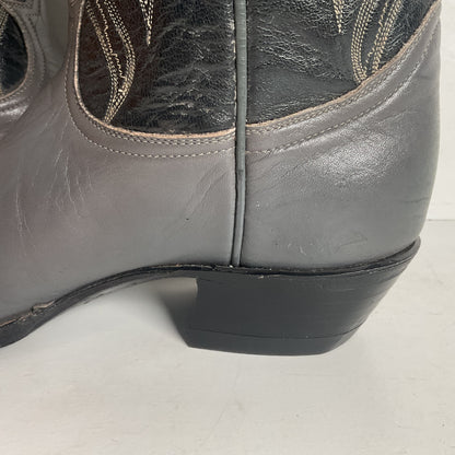Vintage Tony Lama Charcoal Grey Wingtip Cowboy Boots 9 B Lizard Gold Label