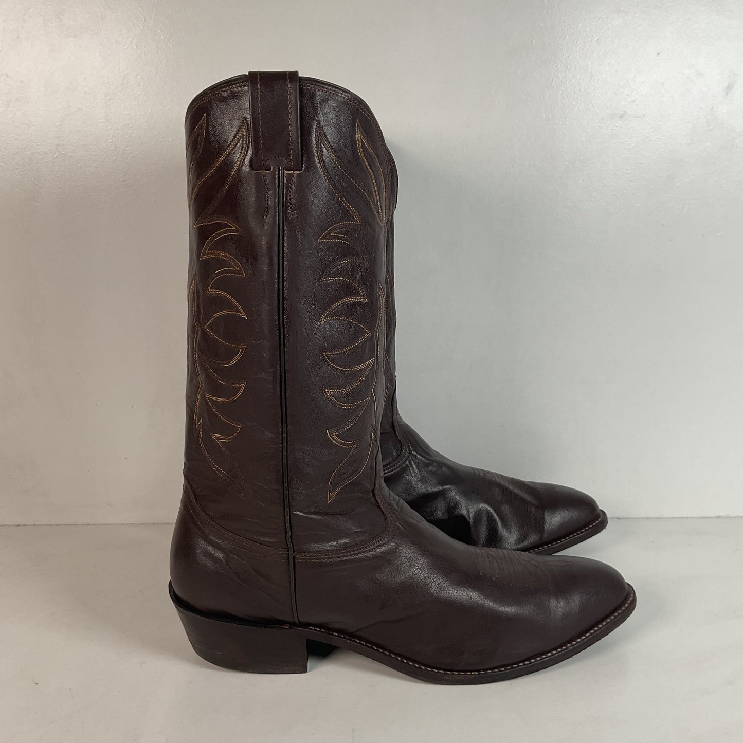 Vintage Nocona Brown Boar Skin Cowboy Boots 13 D Wild Pig